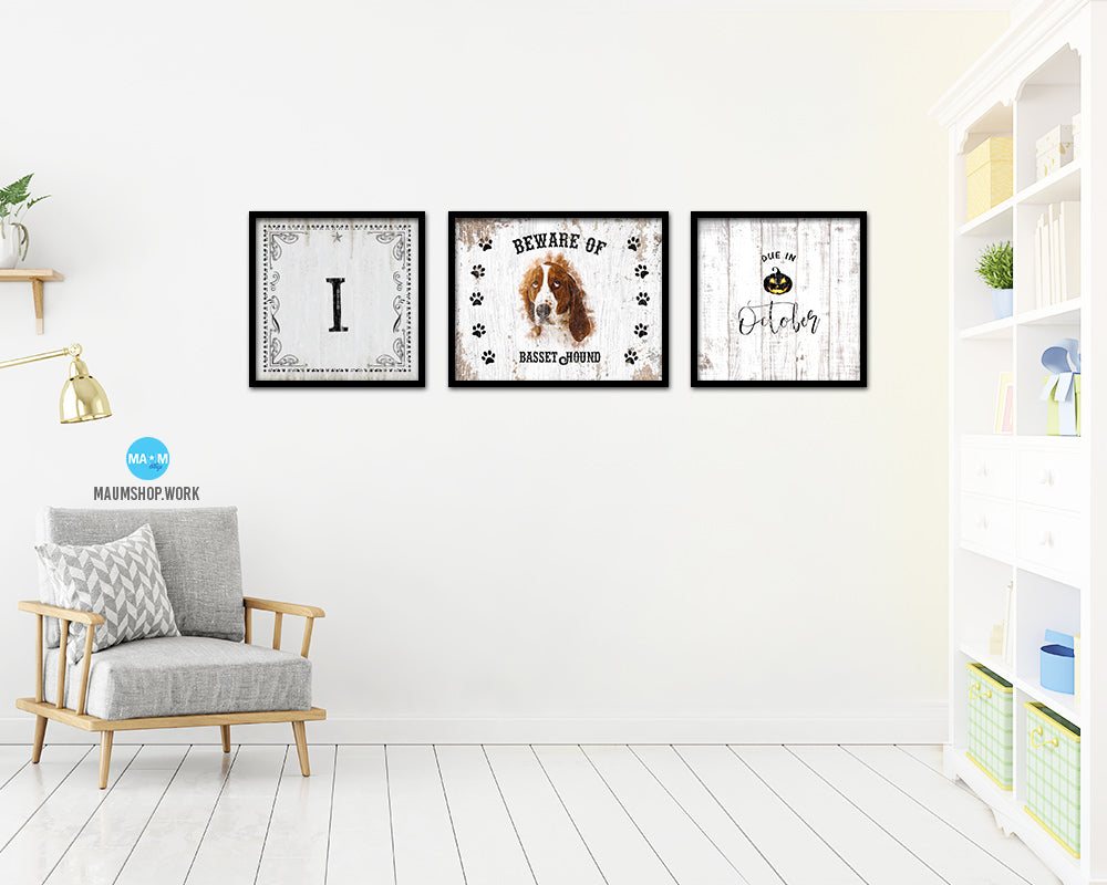 Letters L Custom Monogram Name Sign Framed Prints Wall Art Décor, White Wash