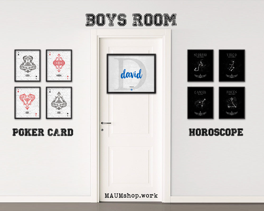 David Personalized Bible Name Plate Framed Print Art Kids Baby Room Wall Decor Gifts