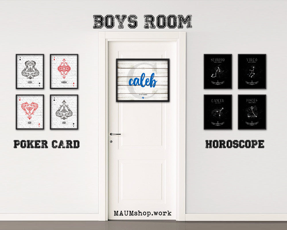 Caleb Personalized Bible Name Plate Framed Print Art Kids Baby Room Wall Decor Gifts