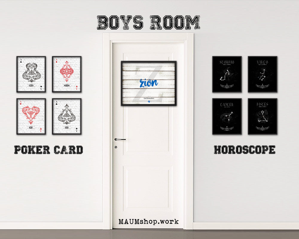 Zion Personalized Bible Name Plate Framed Print Art Kids Baby Room Wall Decor Gifts