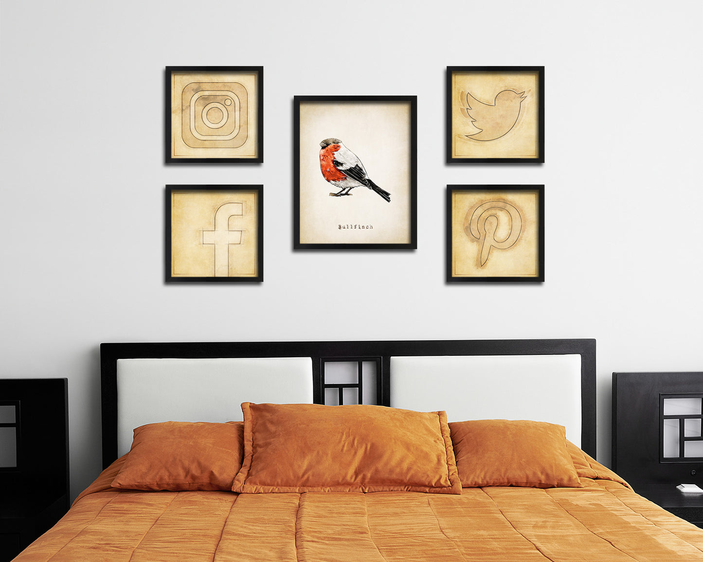 Bullfinch Vintage Bird Fine Art Paper Prints Home Decor Wall Art Gifts