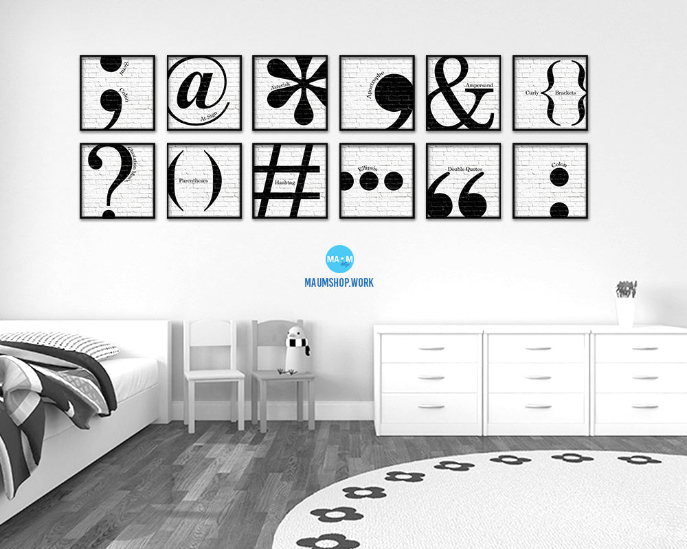 Hashtag Punctuation Symbol Framed Print Home Decor Wall Art Teacher Gifts