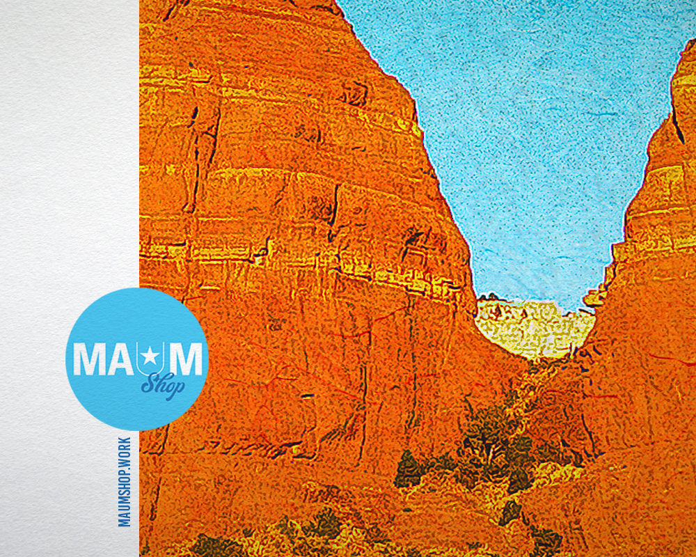 Sedona Arizona Redstone Cliffs Landscape Painting Print Art Frame Home Wall Decor Gifts