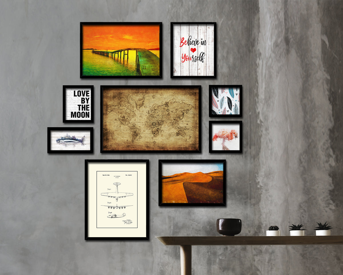 World Historical Map Framed Print Art Wall Decor Gifts