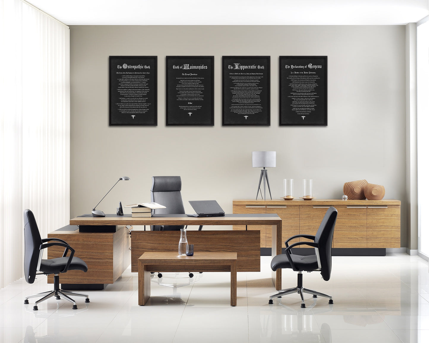 Hippocratic Oath Declarations Gifts for Medical Students Doctor Office Decor Wall Art, Black