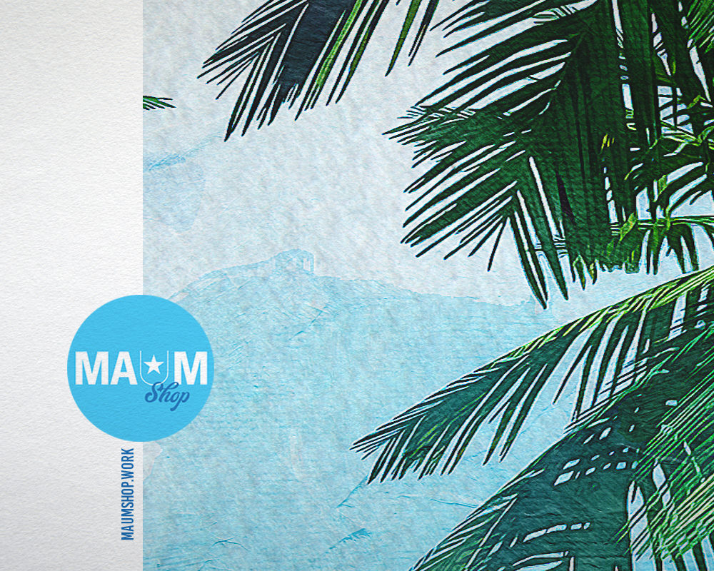 Palms Tree Shore Tropical Island Landscape Painting Print Art Frame Home Wall Decor Gifts