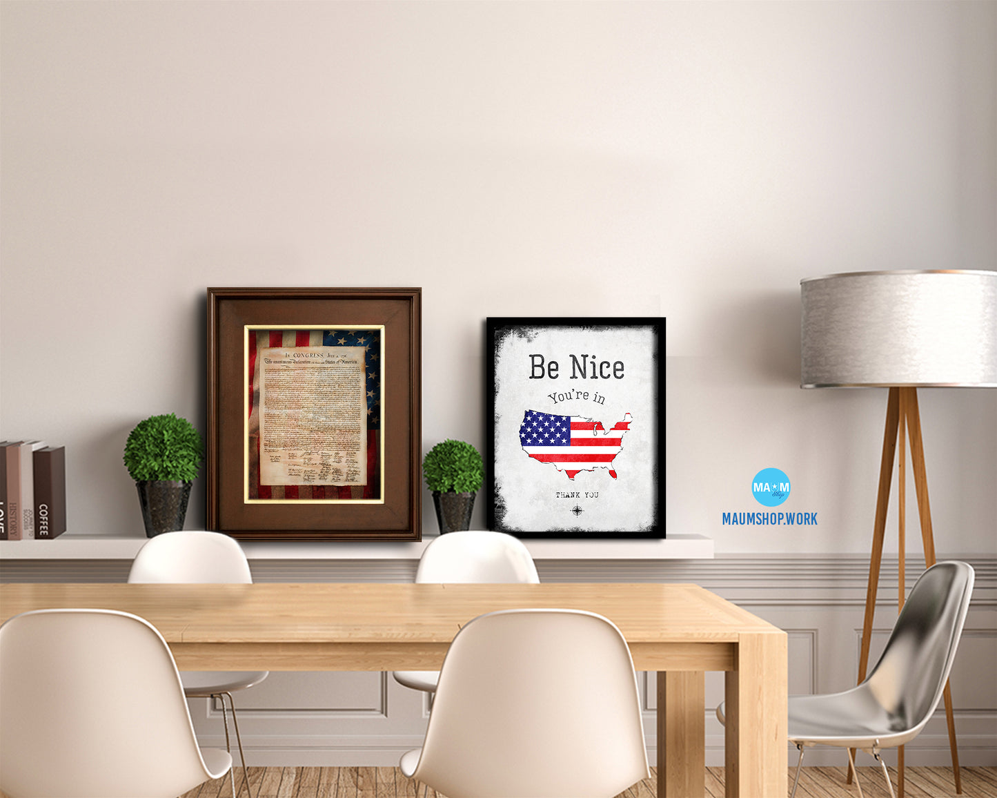 Bill of Rights US Historical Print Art Wood Framed Wall Decor Gifts, 12" x 16"