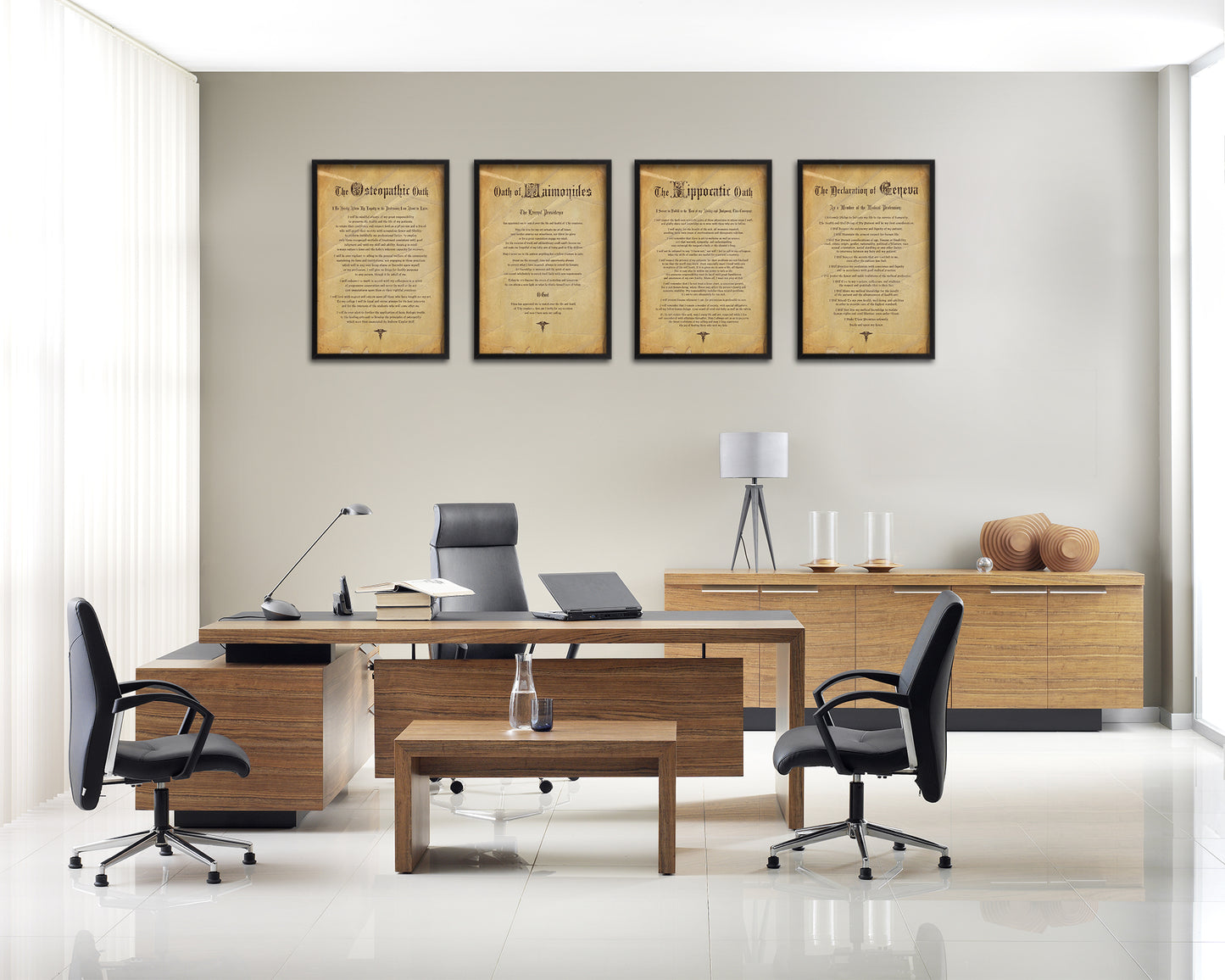 Geneva Oath Declarations Gifts for Medical Students Doctor Office Decor Wall Art, White