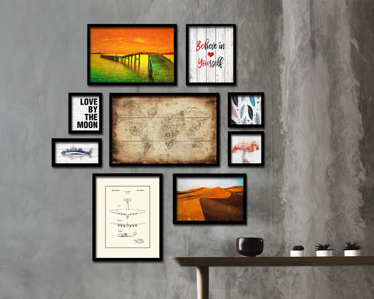 World Antique Map Framed Print Art Wall Decor Gifts