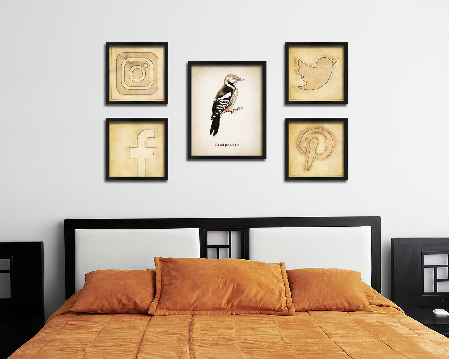 Woodpecker Vintage Bird Fine Art Paper Prints Home Decor Wall Art Gifts