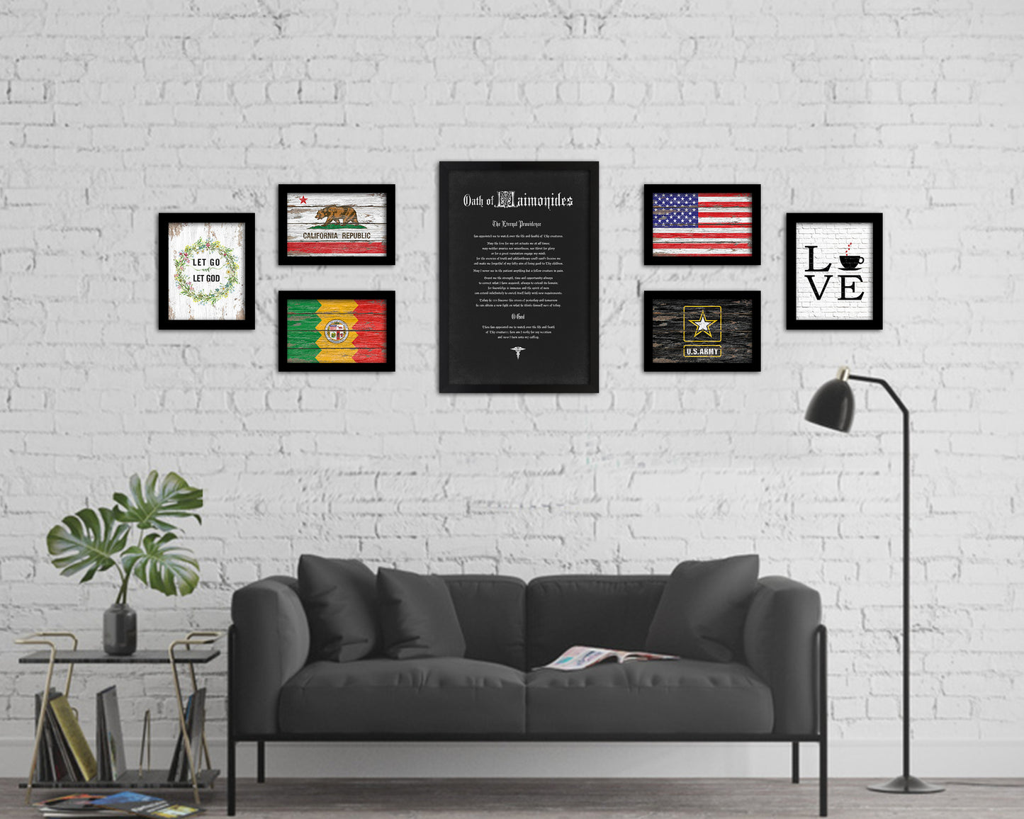 Maimonides Oath Declarations Gifts for Medical Students Doctor Office Decor Wall Art, Black