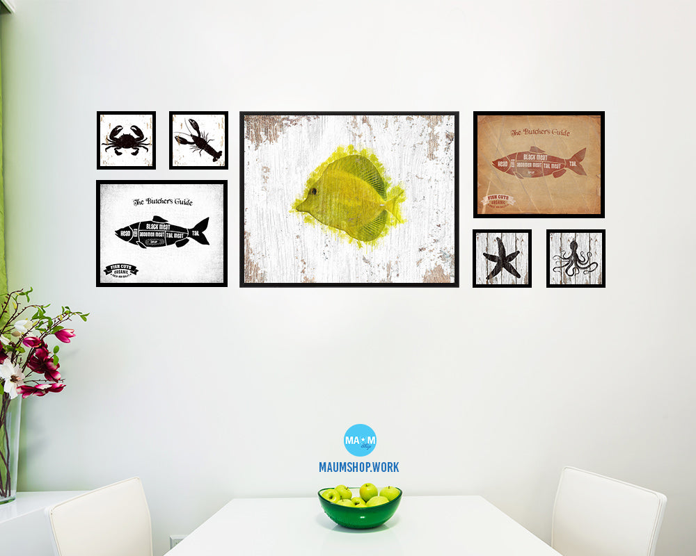 Tropical Fish Framed Print Modern Restaurant Sushi Bar Modern Watercolor Wall Art Decor
