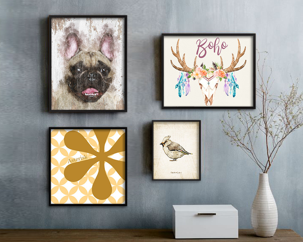 French Bulldog Dog Puppy Portrait Framed Print Pet Watercolor Wall Decor Art Gifts