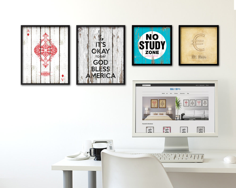 It's okay to say God bless America Quote Framed Print Home Decor Wall Art Gifts