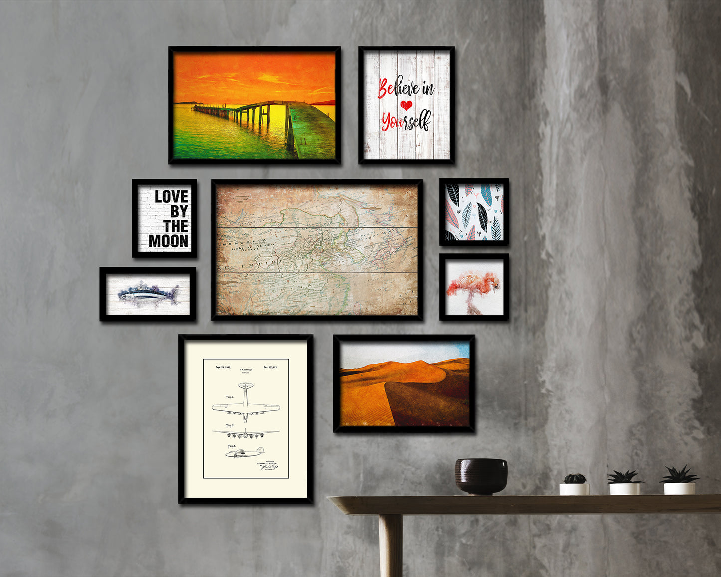 Europe and Asia Antique Map Framed Print Art Wall Decor Gifts