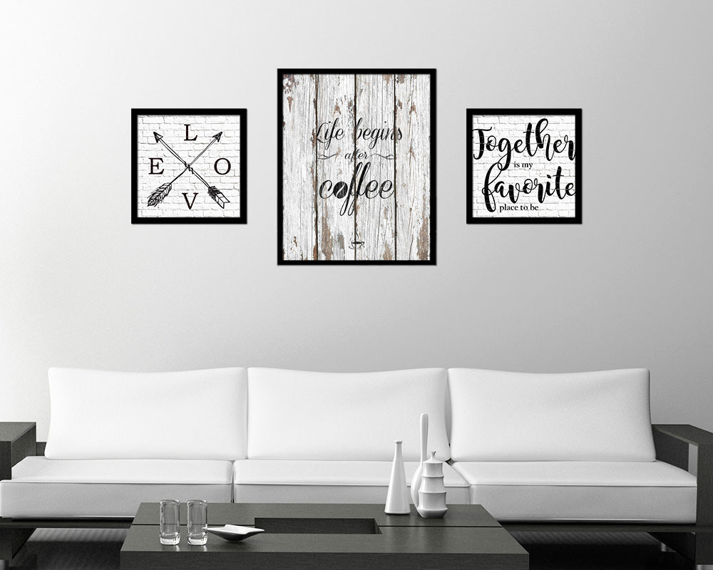 Life begins after coffee Quote Framed Artwork Print Wall Decor Art Gifts
