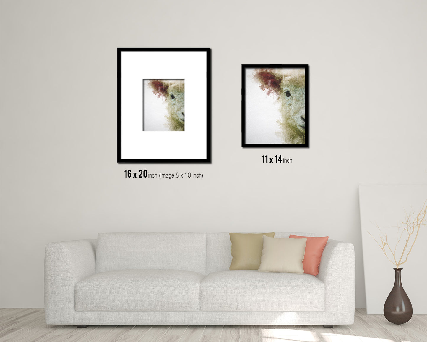Lamb Animal Painting Print Framed Art Home Wall Decor Gifts