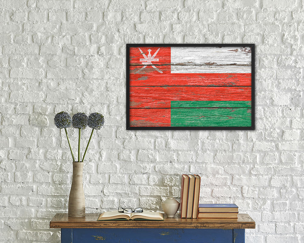 Oman Country Wood Rustic National Flag Wood Framed Print Wall Art Decor Gifts