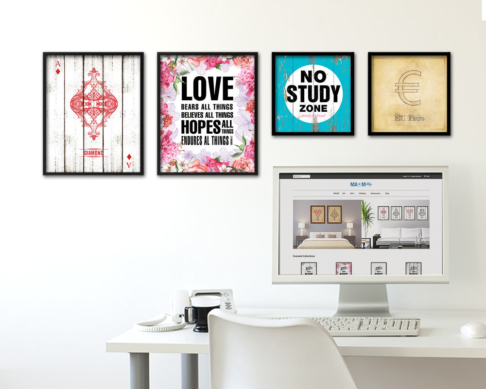 Love bears all things believes all things hopes Quote Framed Print Home Decor Wall Art Gifts