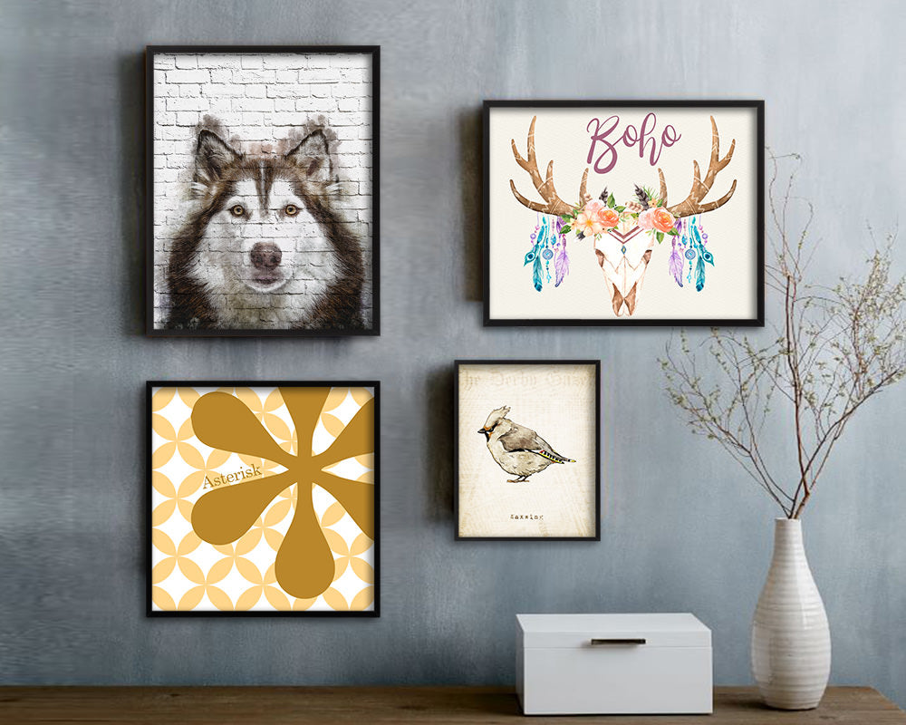 Siberian Husky Dog Puppy Portrait Framed Print Pet Watercolor Wall Decor Art Gifts