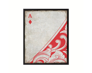Ace of Diamond Cards Fine Art Paper Prints Wood Framed Wall Art Decor Gifts