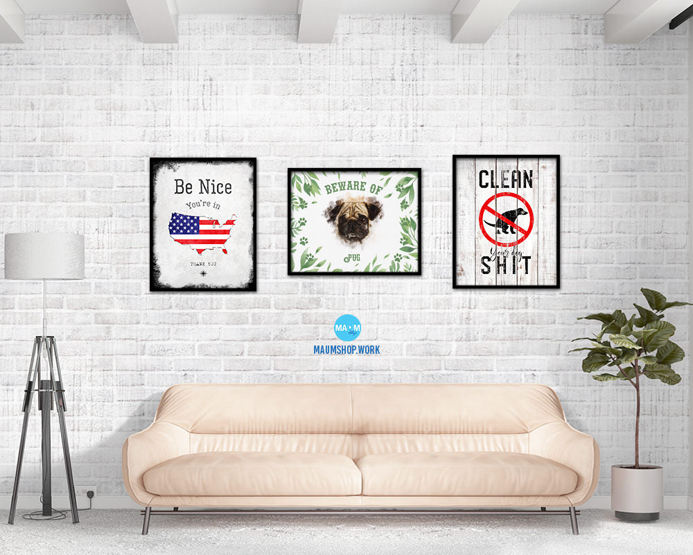 Beware of Poodles Sign Wood Framed Print Wall Art Decor Gifts