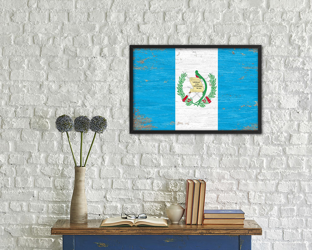 Guatemala Shabby Chic Country Flag Wood Framed Print Wall Art Decor Gifts