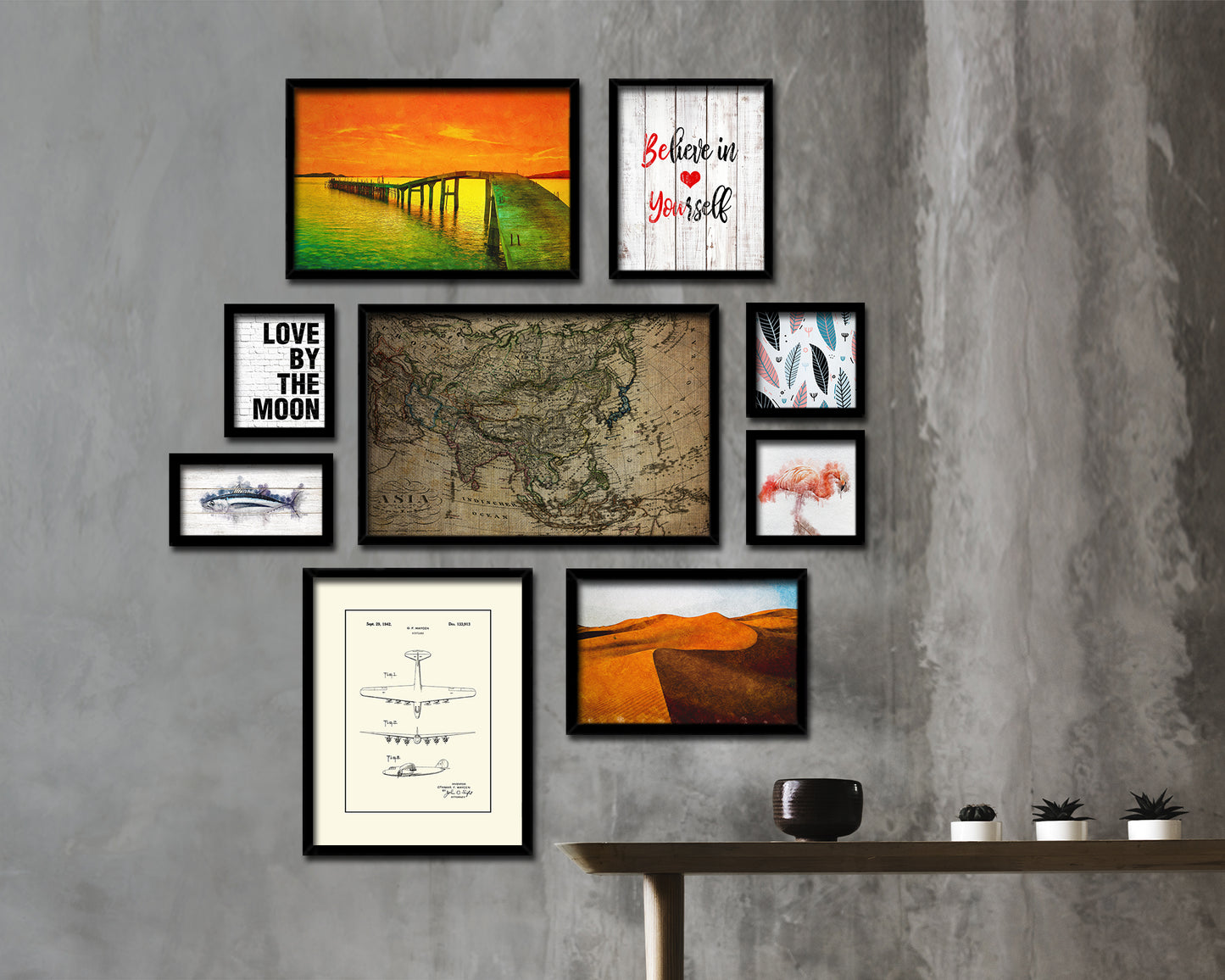 Asia 1872 Vintage Map Framed Print Art Wall Decor Gifts