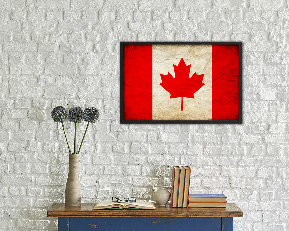Canada Country Vintage Flag Wood Framed Print Wall Art Decor Gifts
