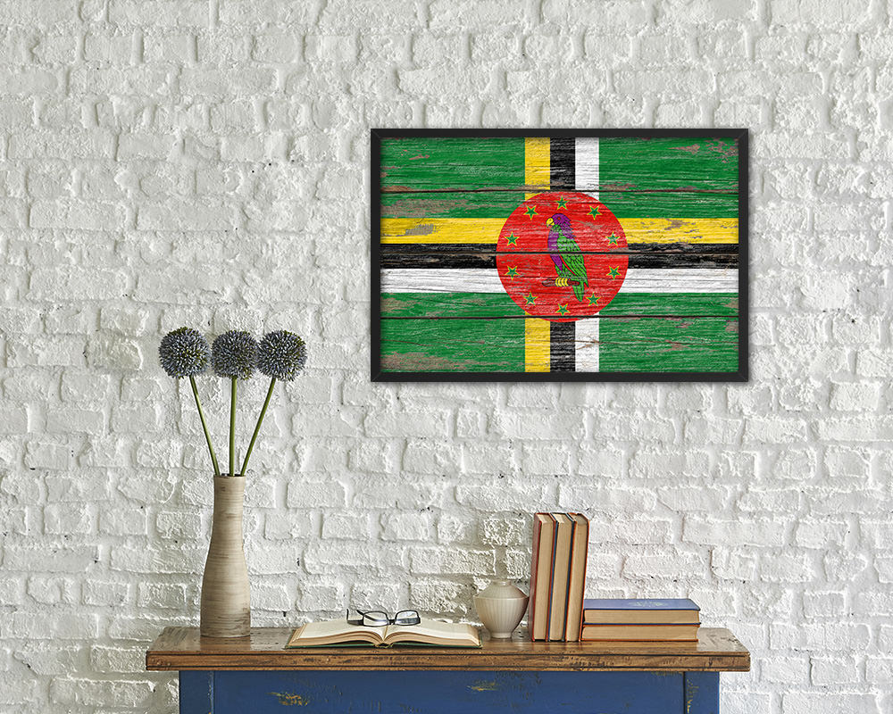 Dominica Country Wood Rustic National Flag Wood Framed Print Wall Art Decor Gifts