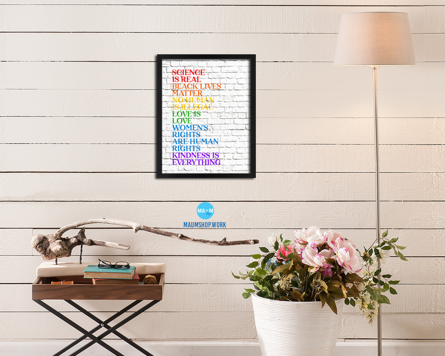 Science is real, Black lives matter, Love is love Rainbow Pride Peace Right Justice Poster Art