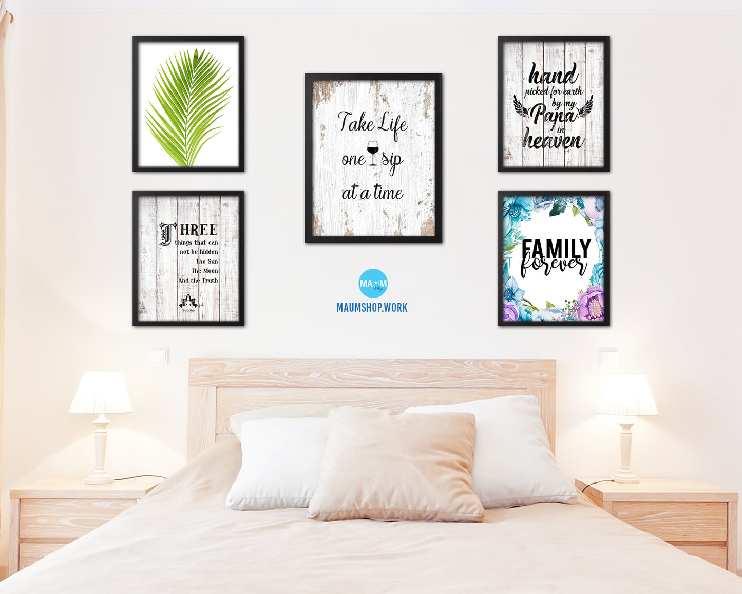 Take life one sip at a time Words Wood Framed Print Wall Decor Art Gifts