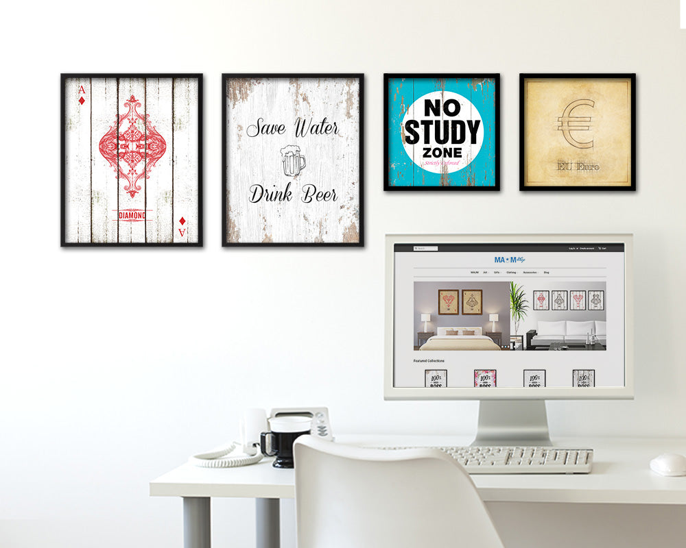 Save water drink beer Quote Framed Print Home Decor Wall Art Gifts