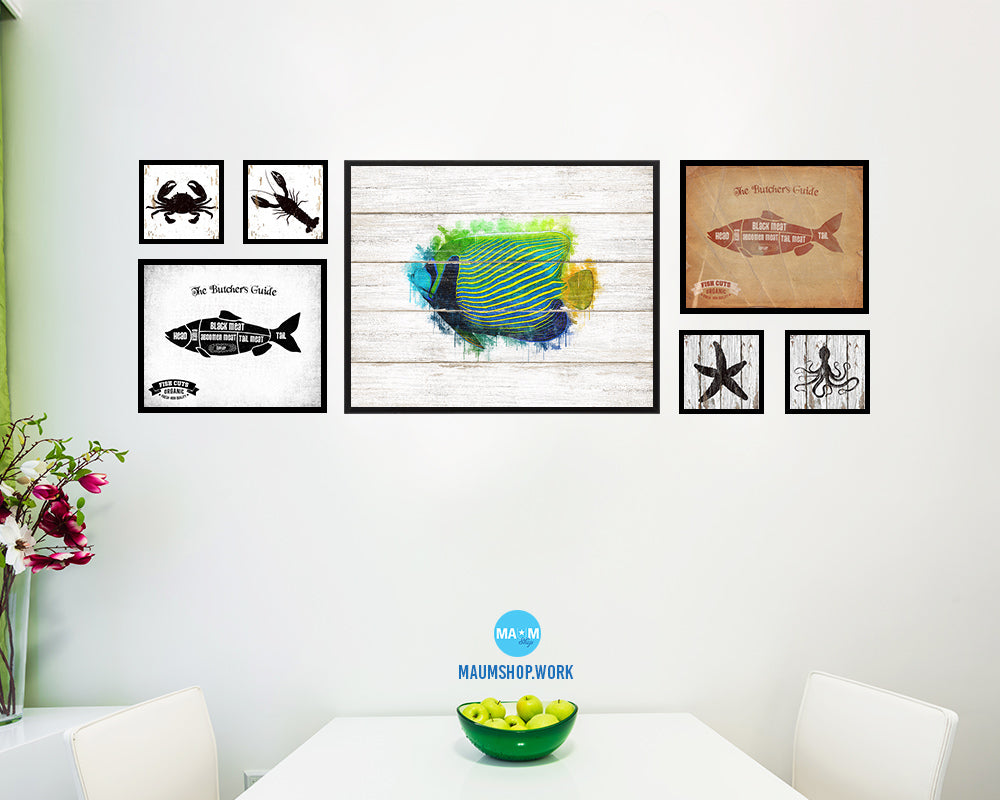 Tropical Fish Framed Print Modern Restaurant Sushi Bar Modern Watercolor Wall Art Decor