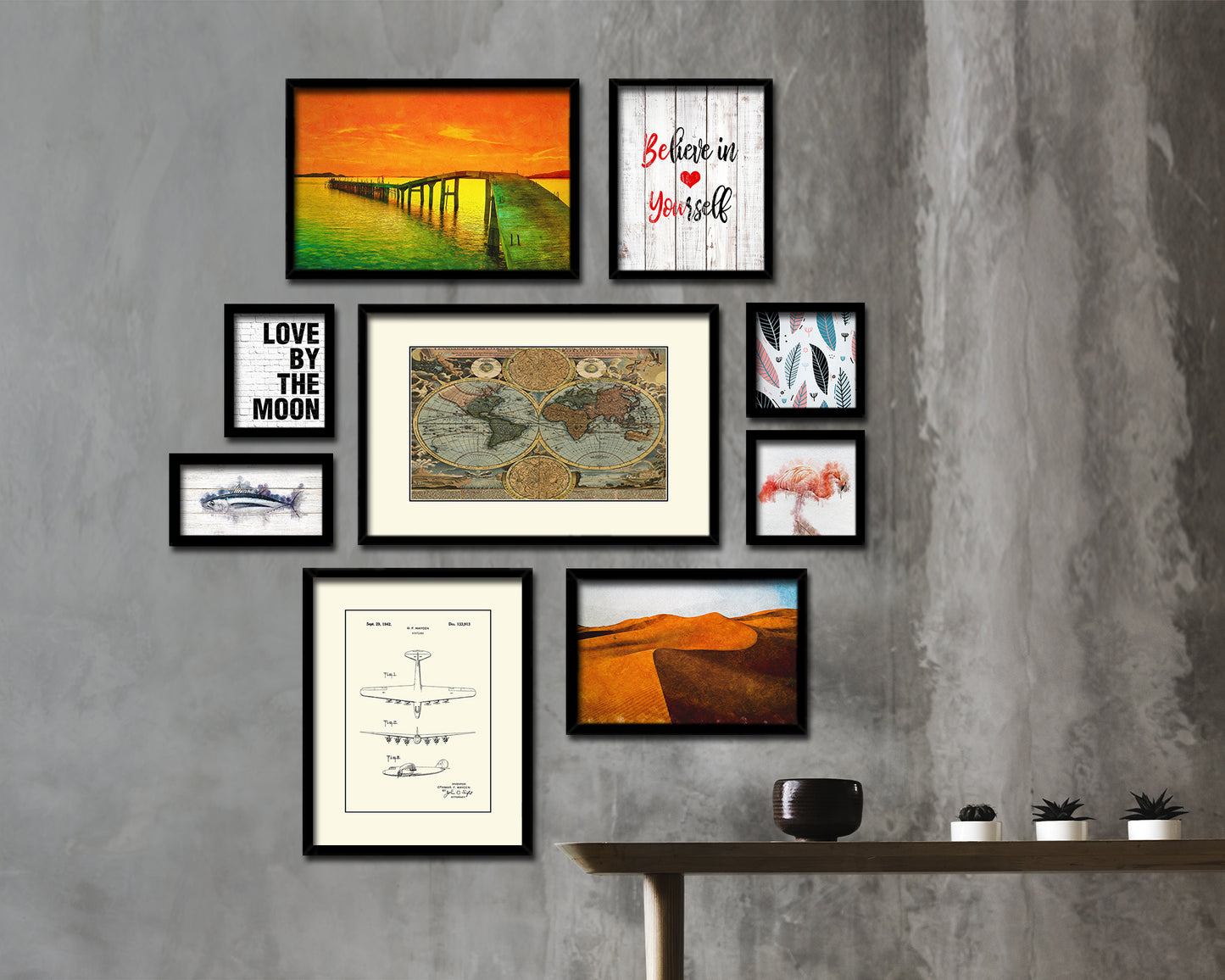 World Old Map Framed Print Art Wall Decor Gifts