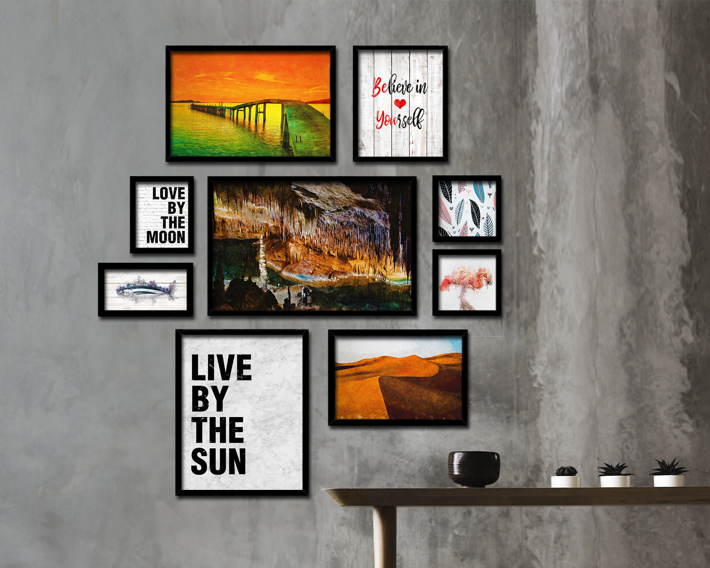 Live by the sun Quote Framed Print Wall Art Decor Gifts