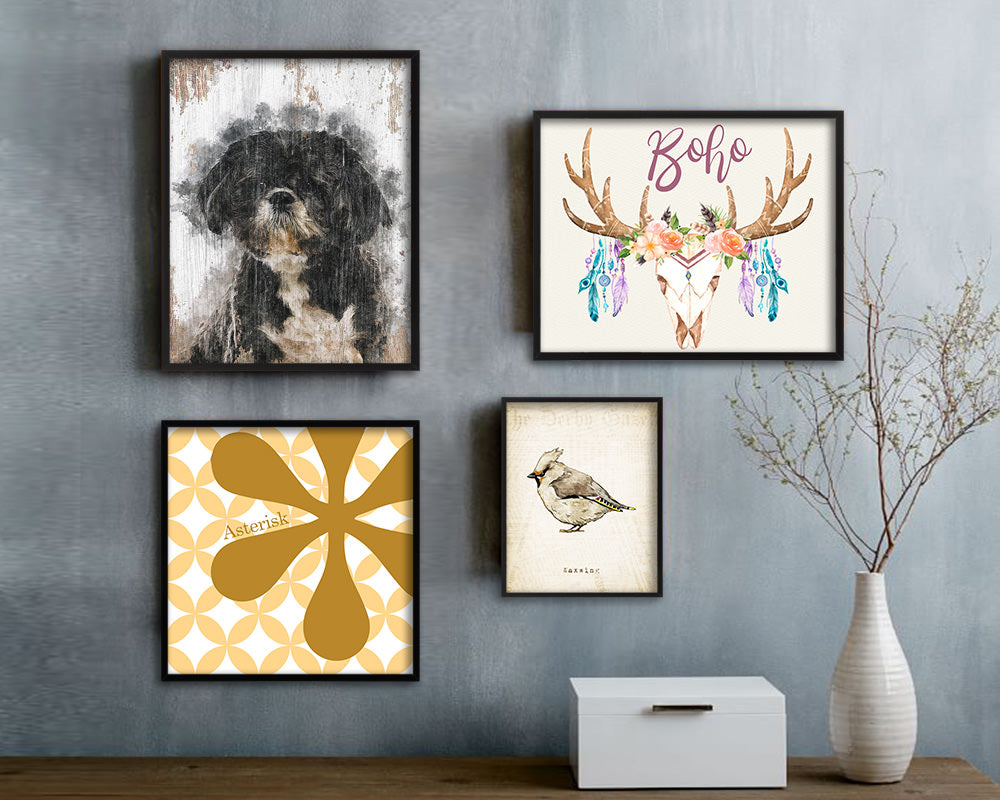 Shih Tzu Dog Puppy Portrait Framed Print Pet Watercolor Wall Decor Art Gifts