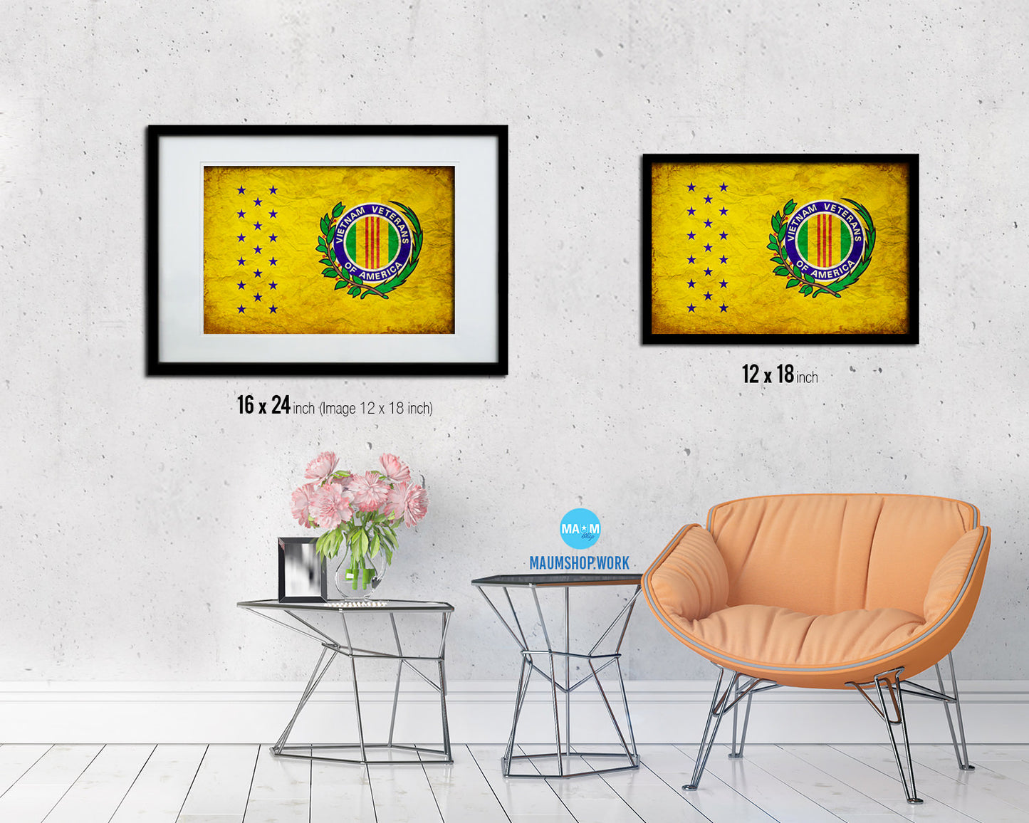 Vietnam War American Veterans Vintage Military Flag Framed Print Sign Decor Wall Art Gifts