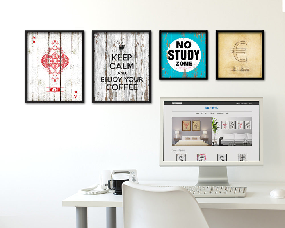 Keep calm and enjoy your coffee Quote Framed Print Home Decor Wall Art Gifts
