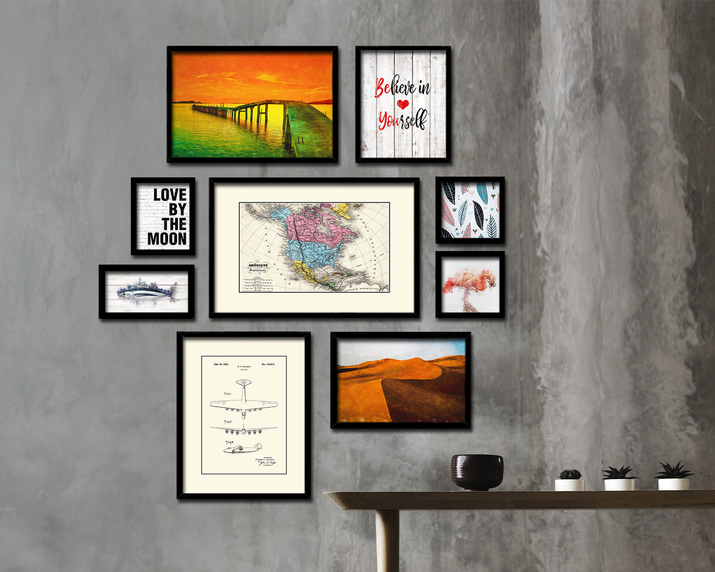 North America United States Canada Mexico Old Map Framed Print Art Wall Decor Gifts