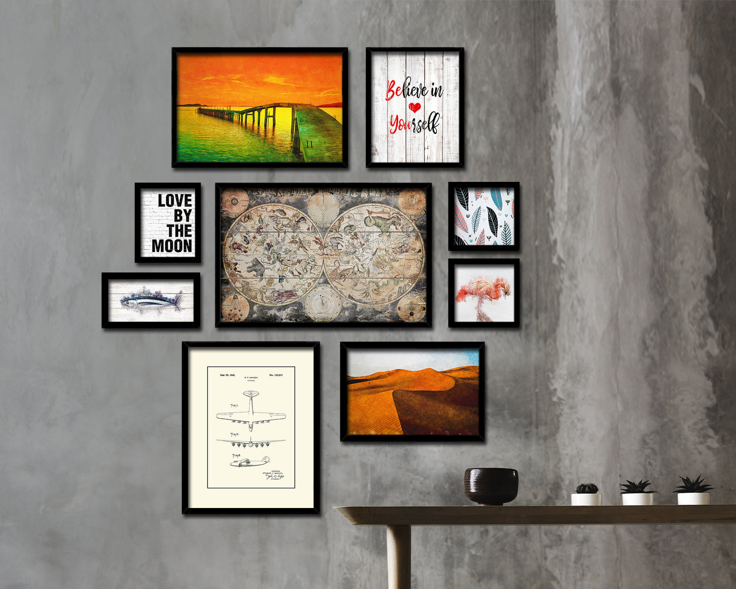 World Antique Map Framed Print Art Wall Decor Gifts