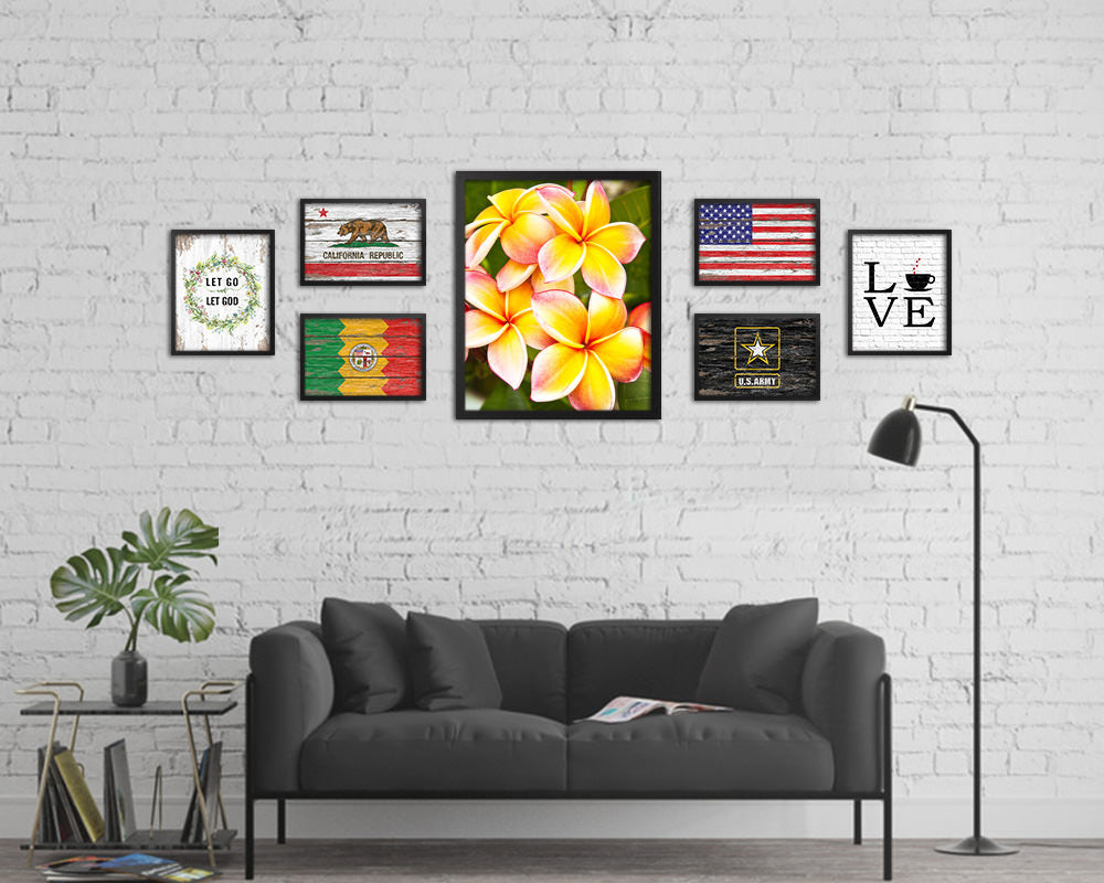 Plumerias Yellow Flower Wood Framed Paper Print Wall Decor Art Gifts