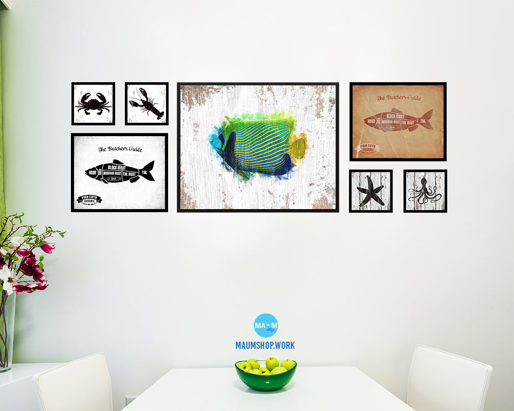 Tropical Fish Framed Print Modern Restaurant Sushi Bar Modern Watercolor Wall Art Decor