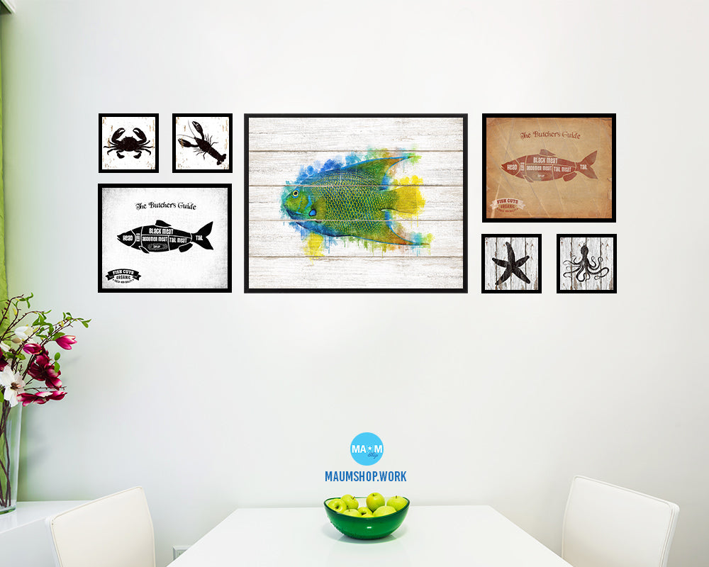 Angelfish Framed Print Modern Restaurant Sushi Bar Modern Watercolor Wall Art Decor