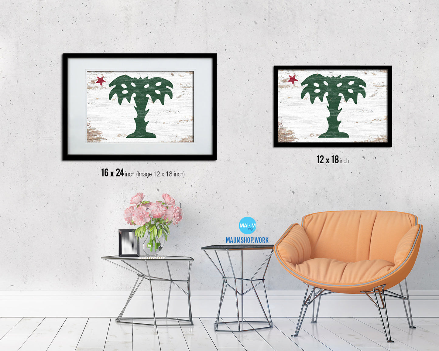 South Carolina Palmetto Guard Shabby Chic Military Flag Framed Print Decor Wall Art Gifts