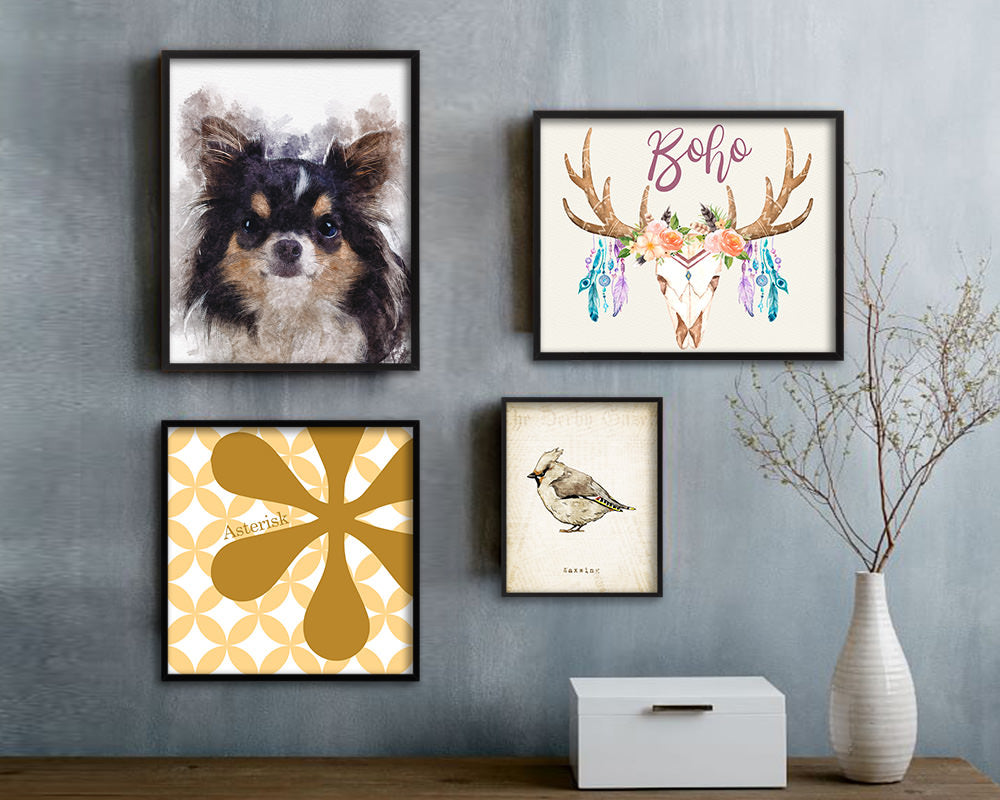 Chihuahua Dog Puppy Portrait Framed Print Pet Watercolor Wall Decor Art Gifts