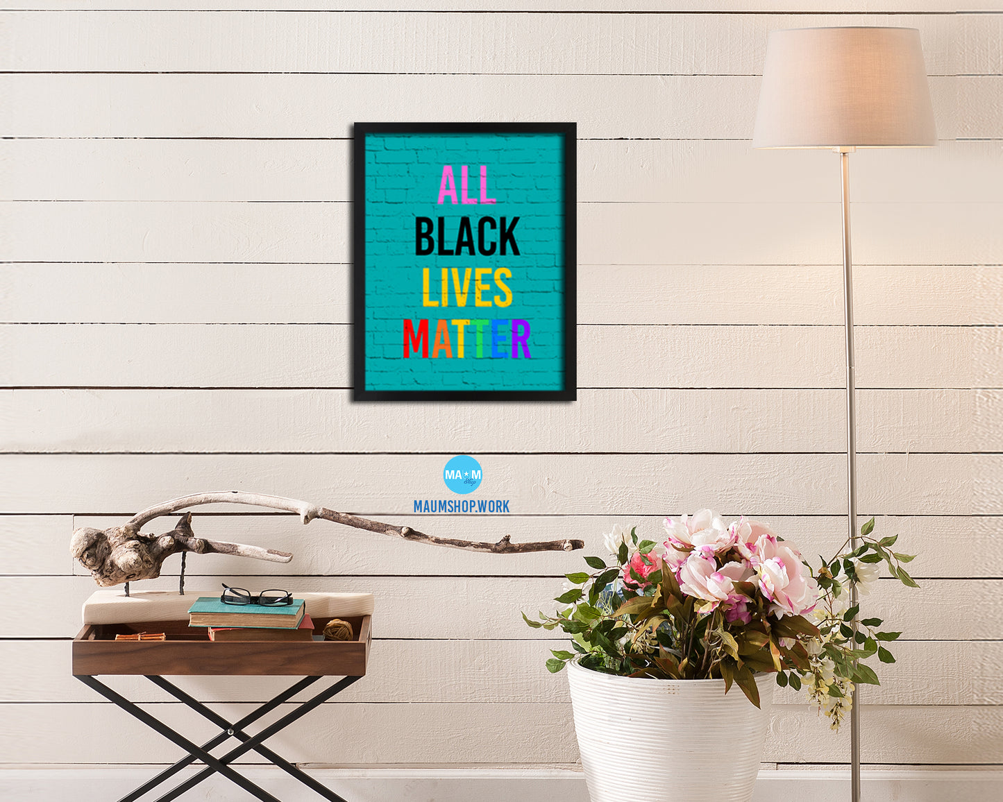 All Black Lives Matter Rainbow Pride Peace Right Justice Poster Wood Framed Wall Decor Gifts