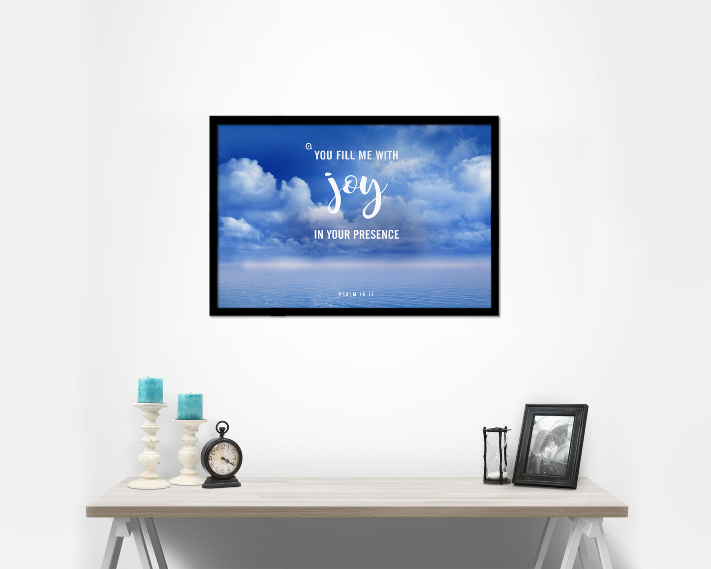You fill me with joy in your presence, Psalm 16:11 Bible Verse Scripture Framed Art