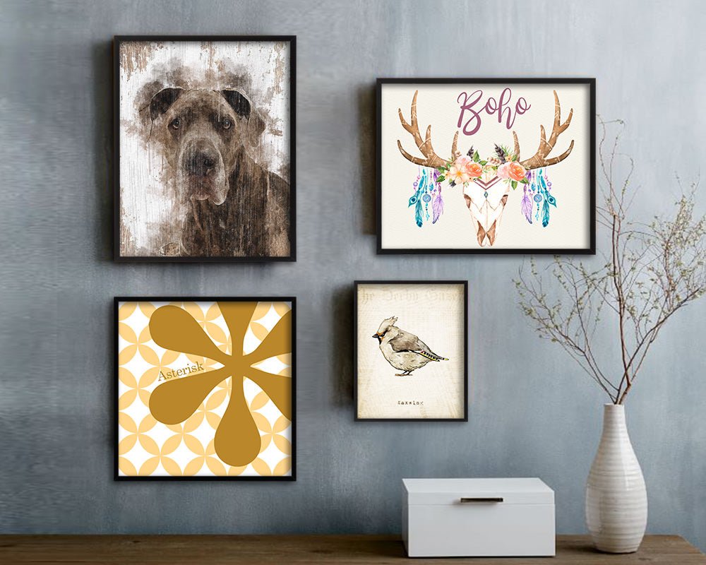 Blue Great Dane Dog Puppy Portrait Framed Print Pet Watercolor Wall Decor Art Gifts