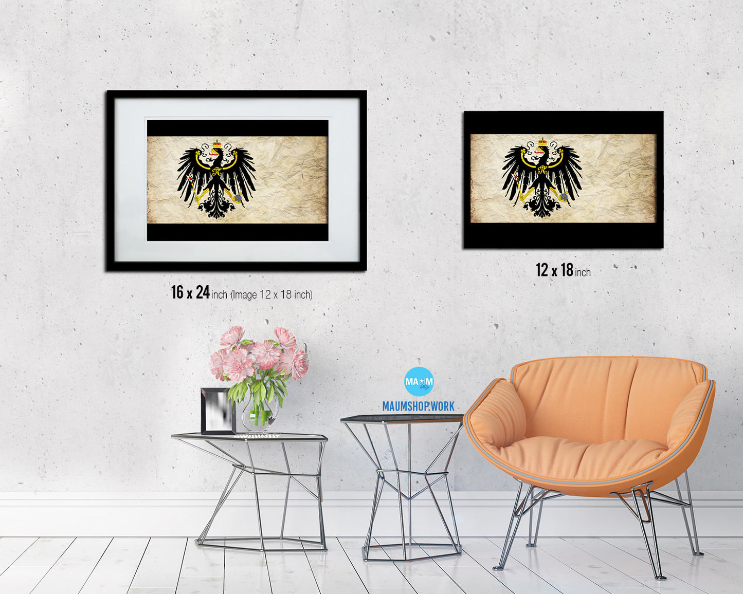 Kingdom of Prussia Germany Historical Vintage Military Flag Framed Print Sign Decor Wall Art Gifts